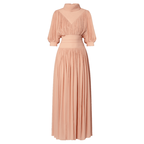 Louis Vuitton Topstitch Detail Gathered Silk Dress - Image 3