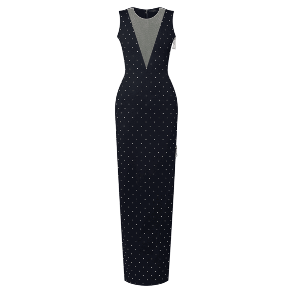 Louis Vuitton Tulle Insert Rhinestone Gown