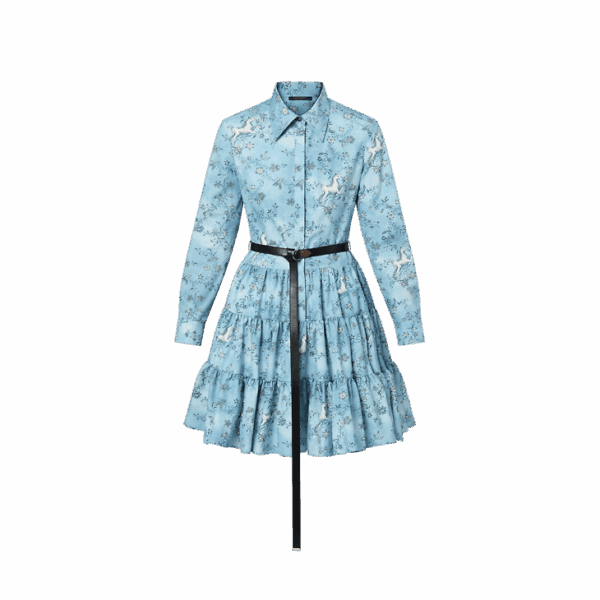 Louis Vuitton Unicorn Print Belted Shirt Dress
