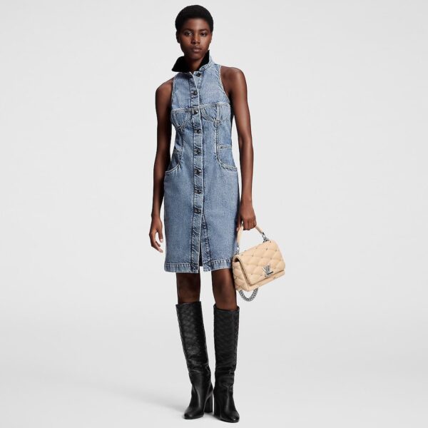 Louis Vuitton Velvet Accent Denim Dress - Image 2