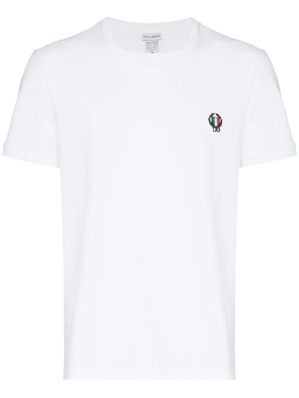Dolce & Gabbana  logo flag embroidered cotton t shirt