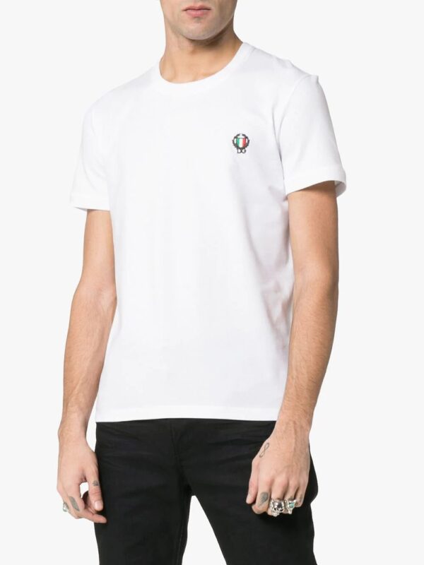 Dolce & Gabbana  logo flag embroidered cotton t shirt - Image 3