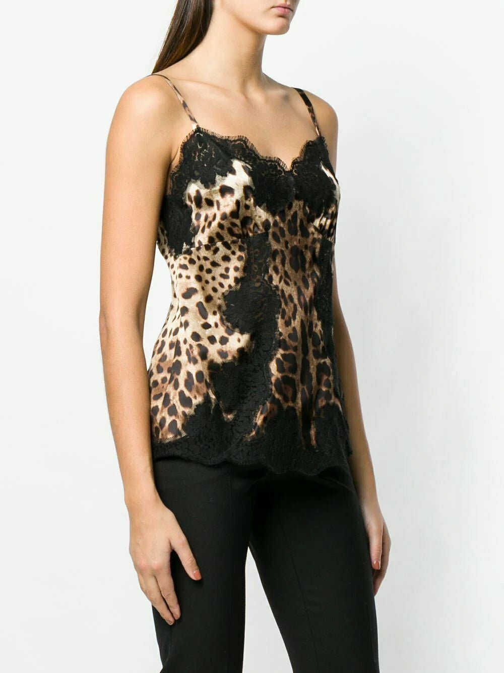 Dolce & Gabbana lace-detail leopard-print satin top - Image 3