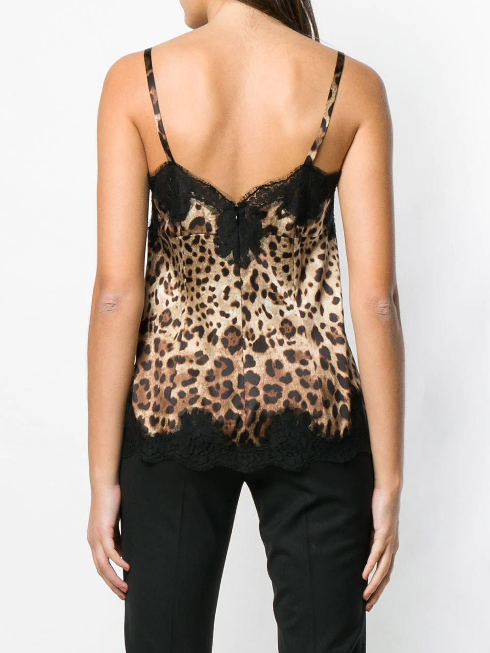 Dolce & Gabbana lace-detail leopard-print satin top - Image 4