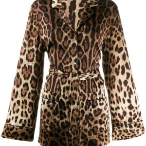 Dolce & Gabbana leopard-print belted pajama shirt