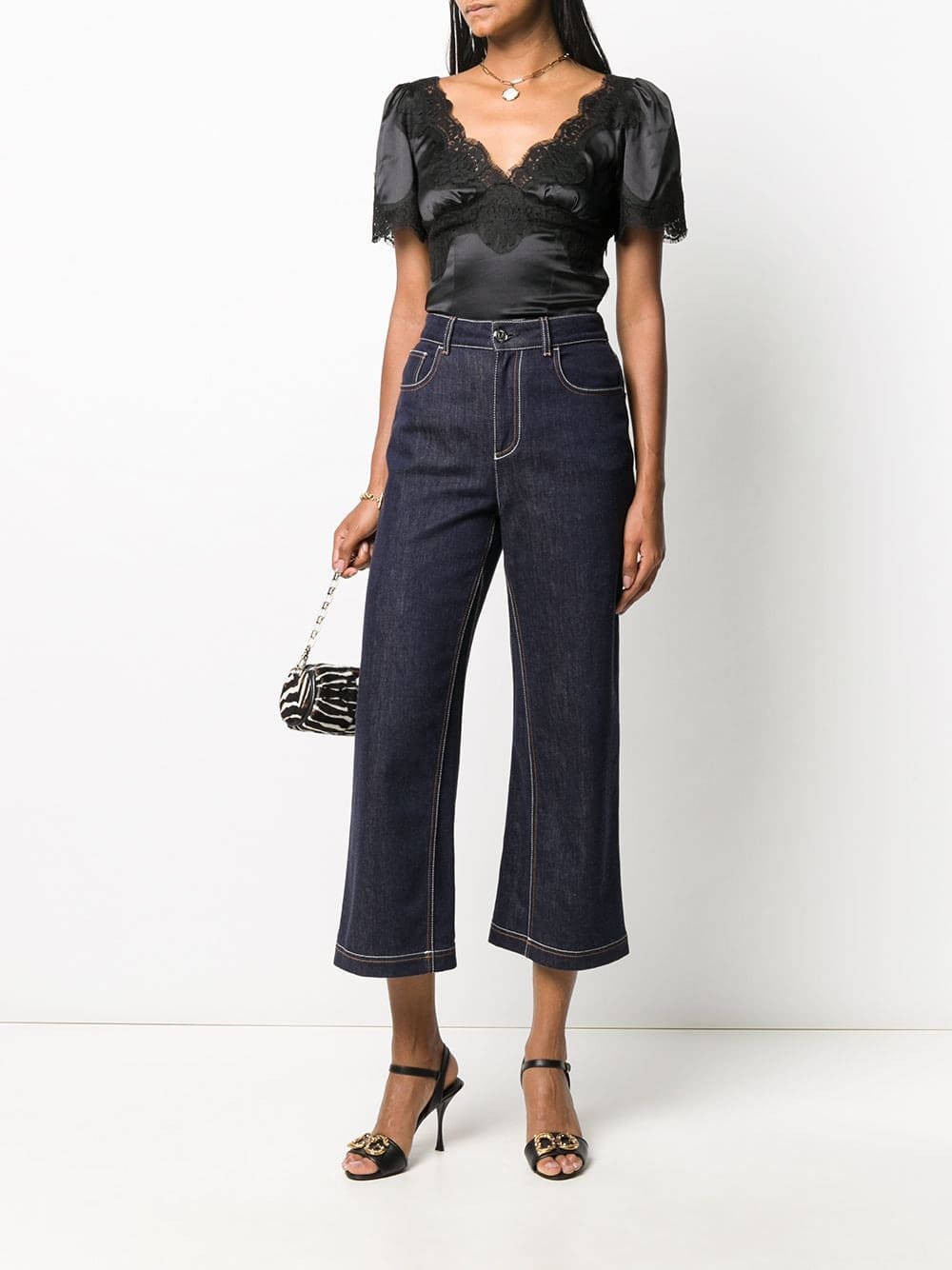 Dolce & Gabbana lace-trim satin top - Image 2