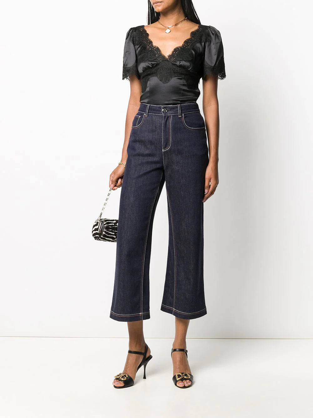 Dolce & Gabbana lace-trim satin top - Image 2