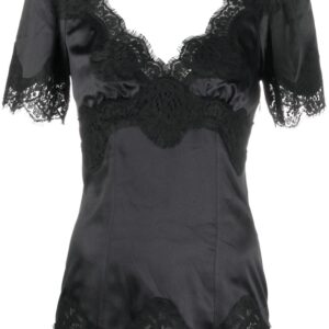 Dolce & Gabbana lace-trim satin top