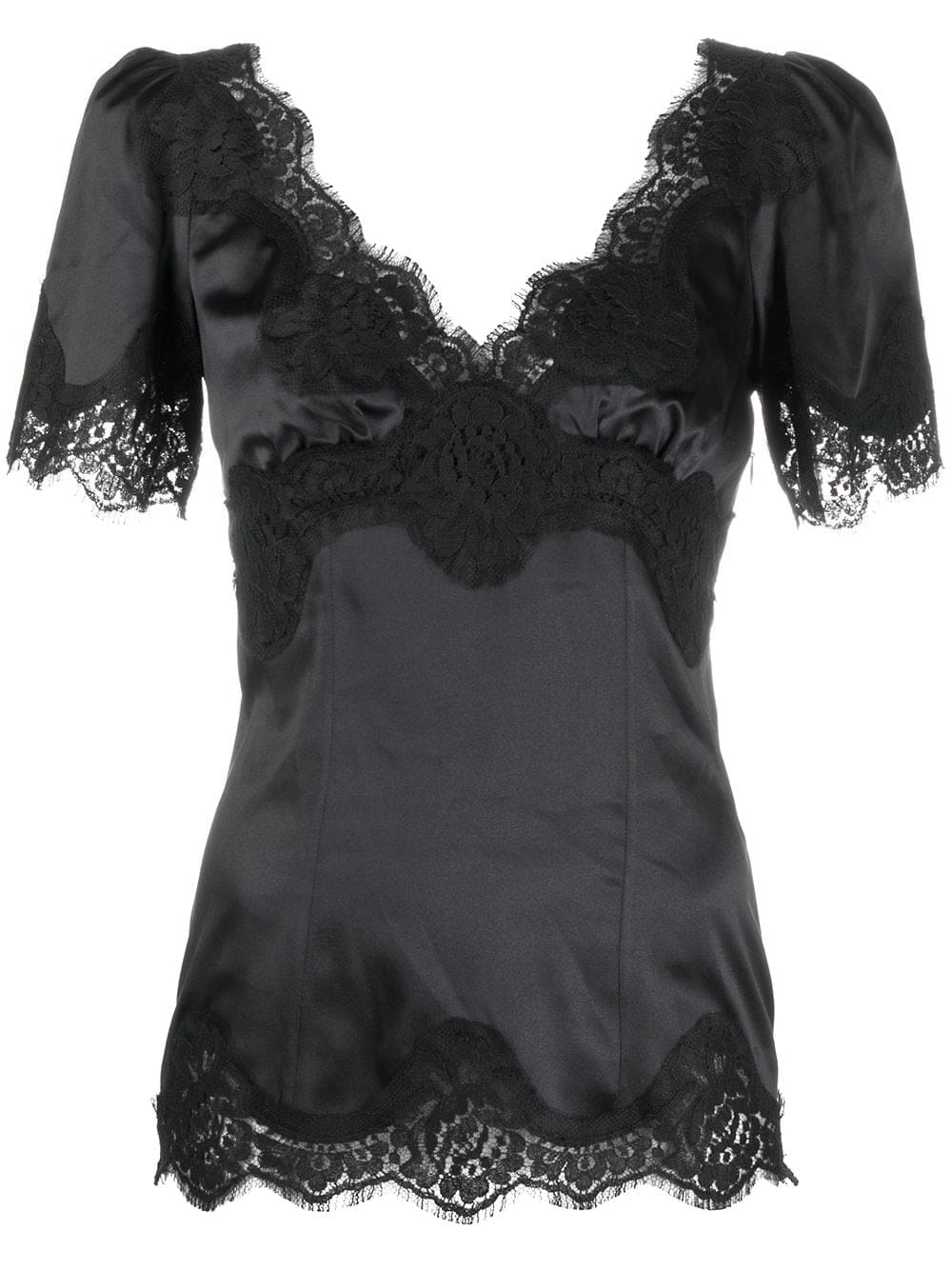 Dolce & Gabbana lace-trim satin top
