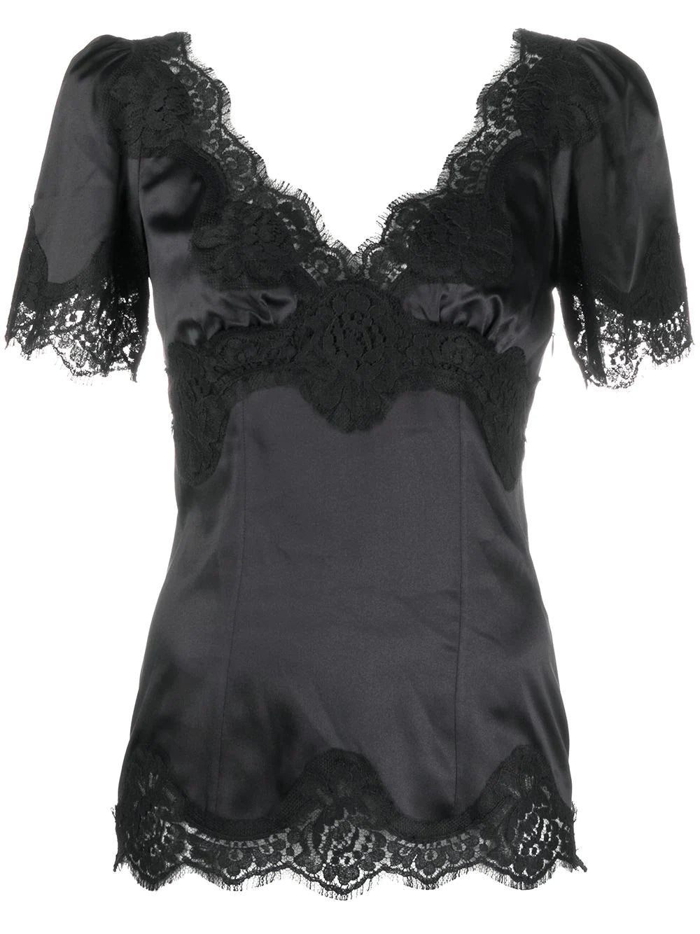 Dolce & Gabbana lace-trim satin top