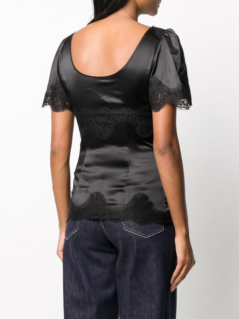 Dolce & Gabbana lace-trim satin top - Image 4