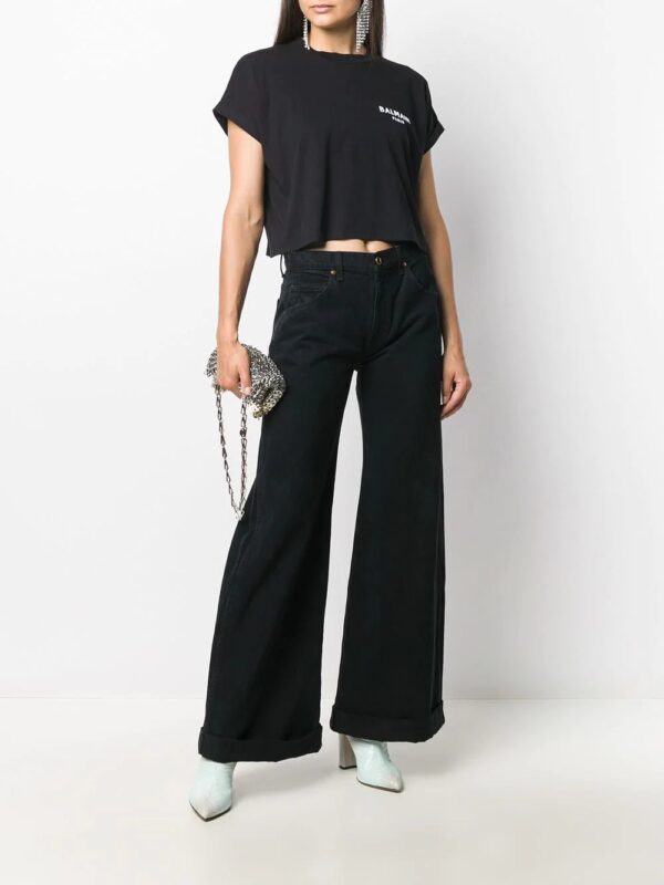 Balmain  logo-embroidered cropped T-shirt - Image 2