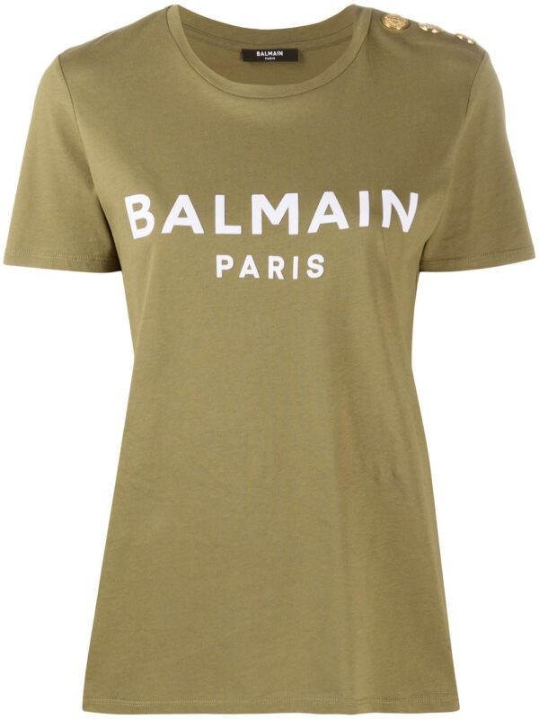 Balmain  button detail logo T-shirt