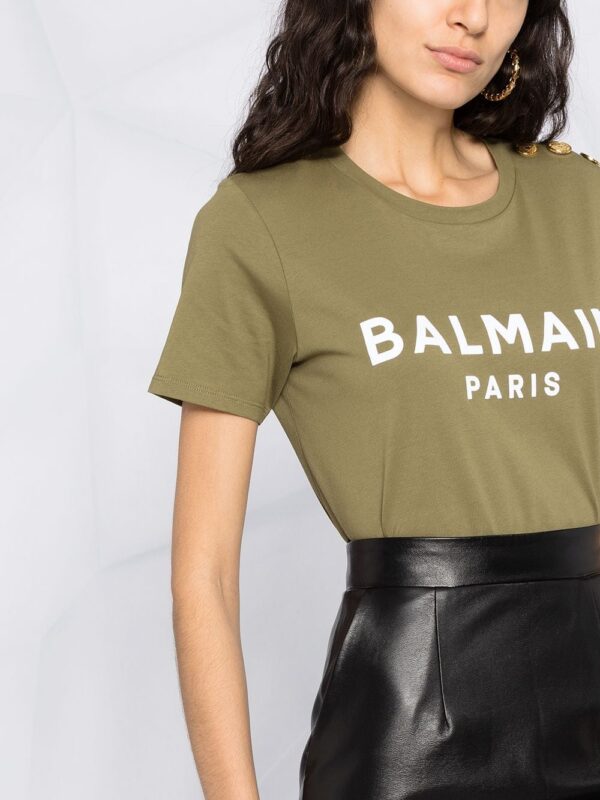 Balmain  button detail logo T-shirt - Image 3