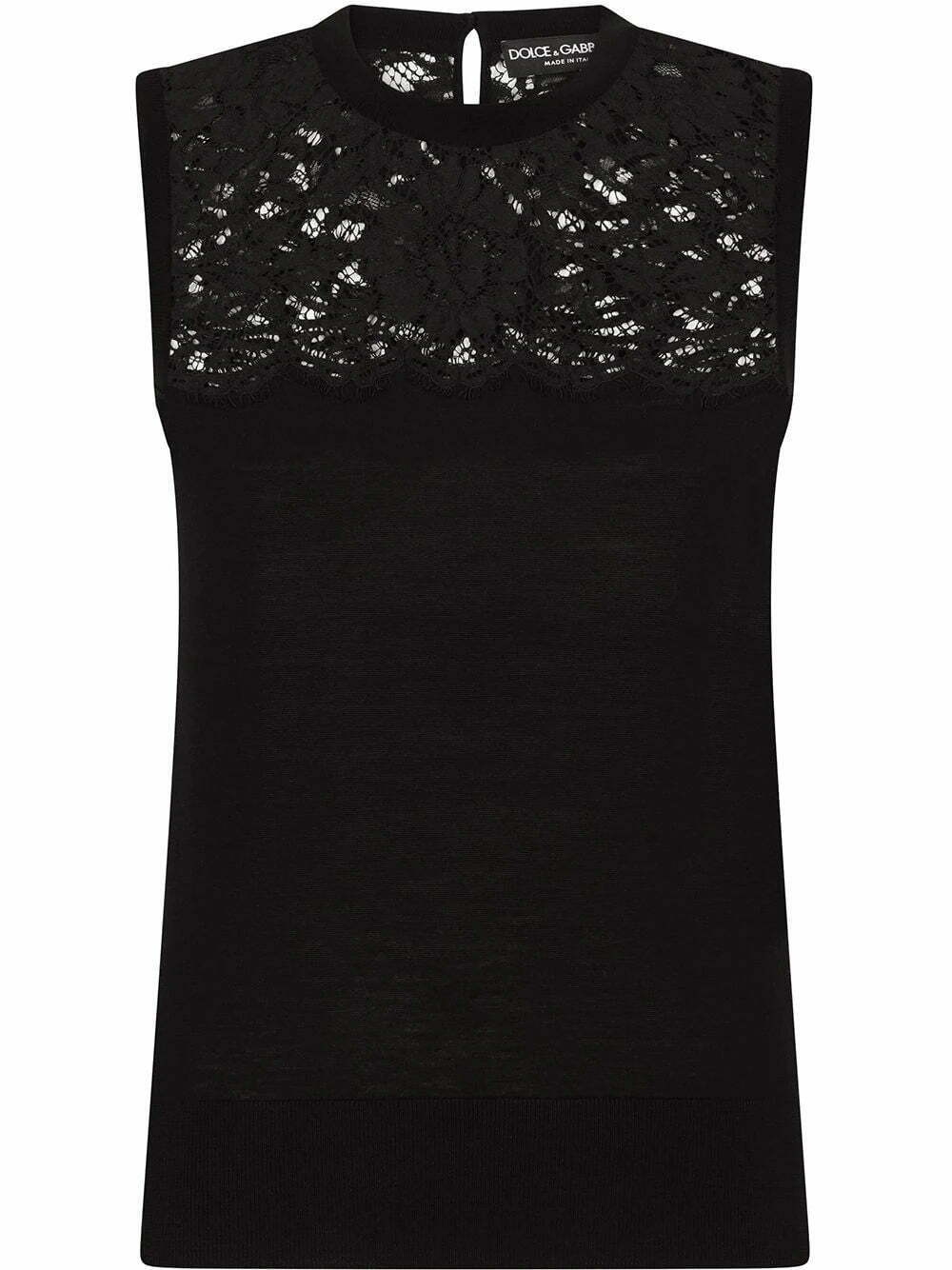 Dolce & Gabbana lace-panel virgin wool blouse