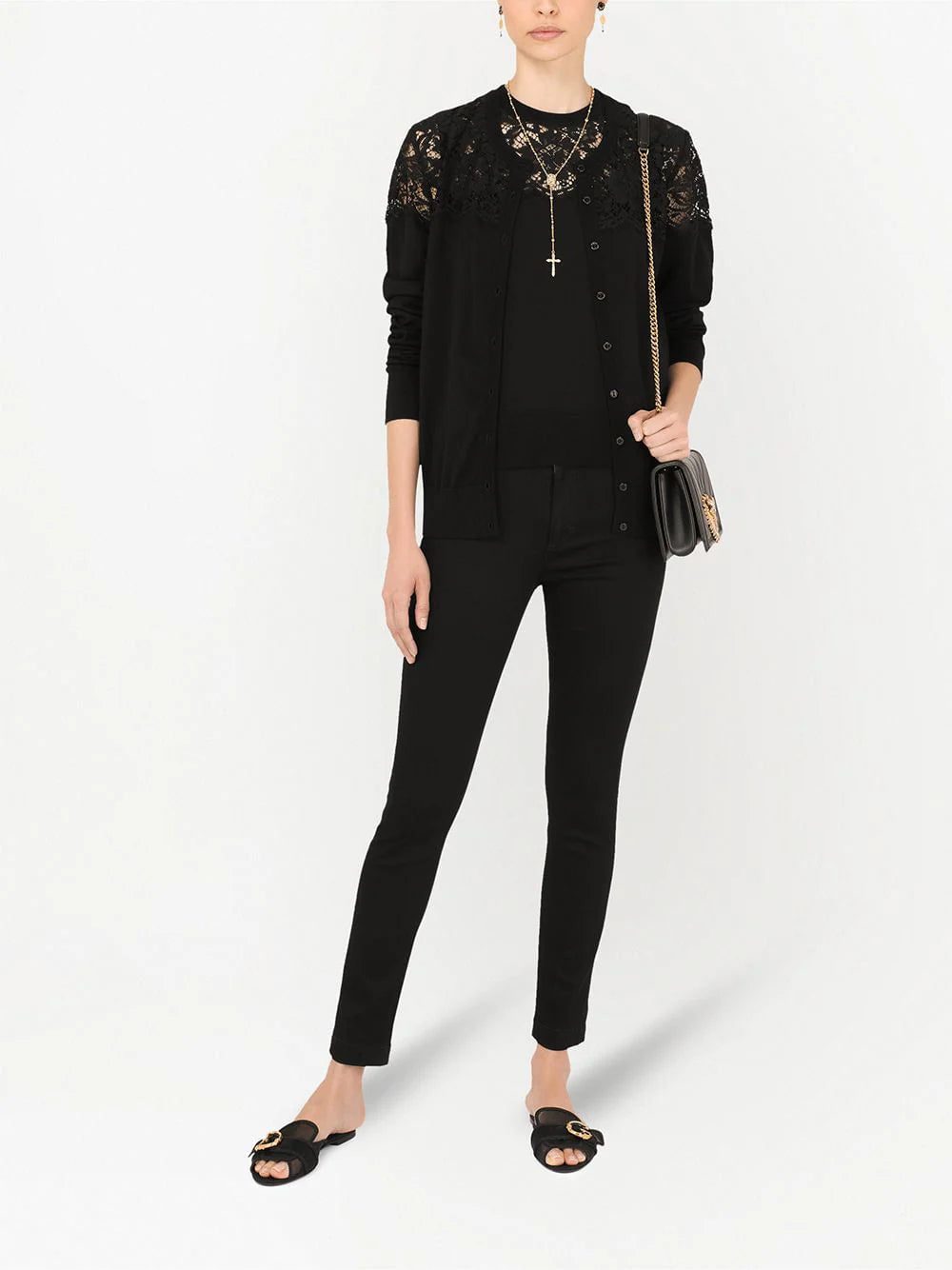 Dolce & Gabbana lace-panel virgin wool blouse - Image 2