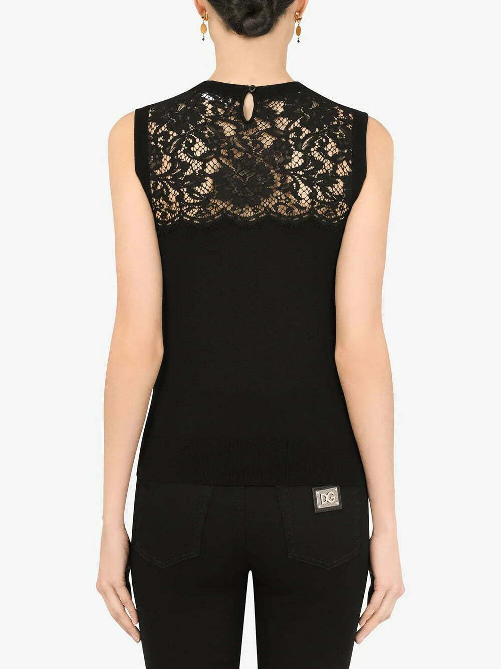 Dolce & Gabbana lace-panel virgin wool blouse - Image 4