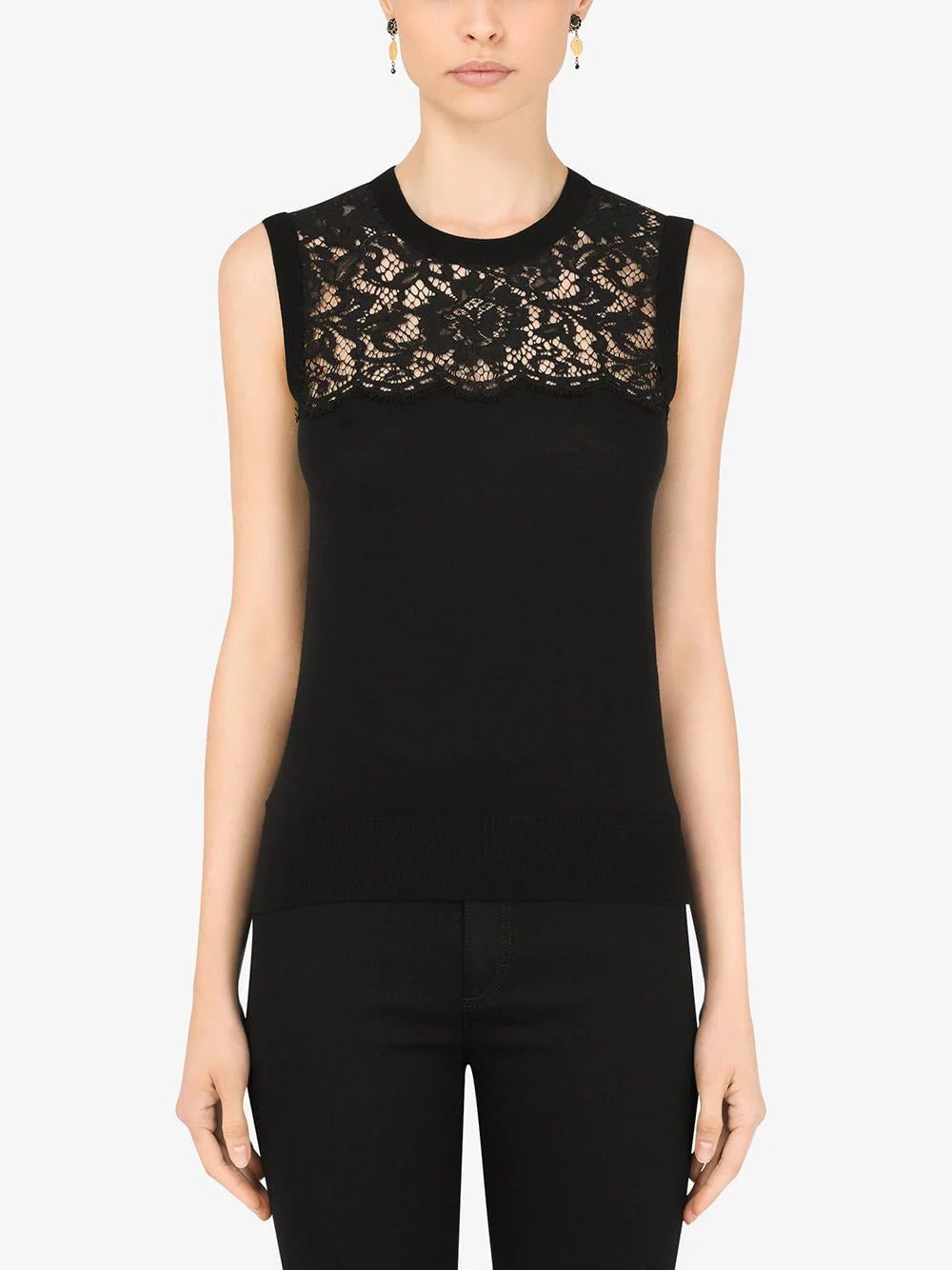 Dolce & Gabbana lace-panel virgin wool blouse - Image 3