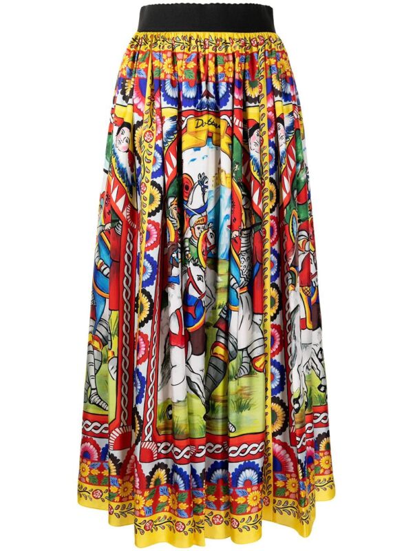 Dolce & Gabbana  Carretto-print twill midi skirt