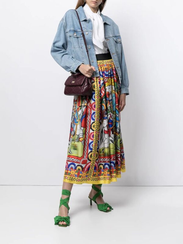 Dolce & Gabbana  Carretto-print twill midi skirt - Image 2