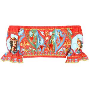 Dolce & Gabbana Carretto-print off-shoulder crop top