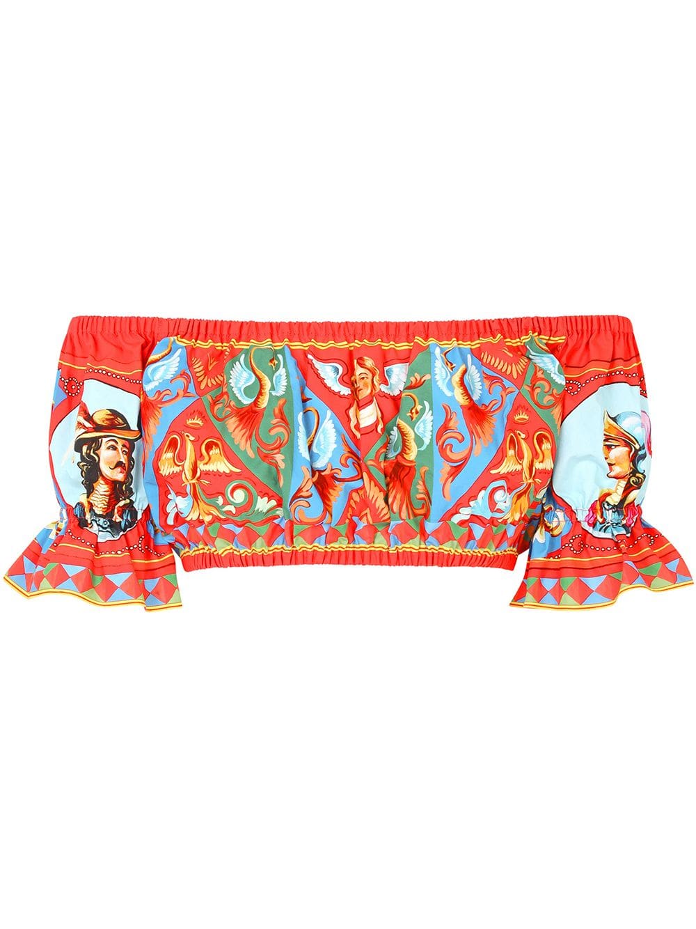 Dolce & Gabbana Carretto-print off-shoulder crop top