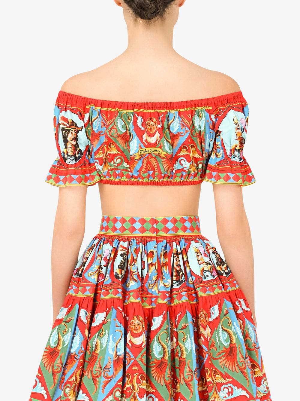 Dolce & Gabbana Carretto-print off-shoulder crop top - Image 4