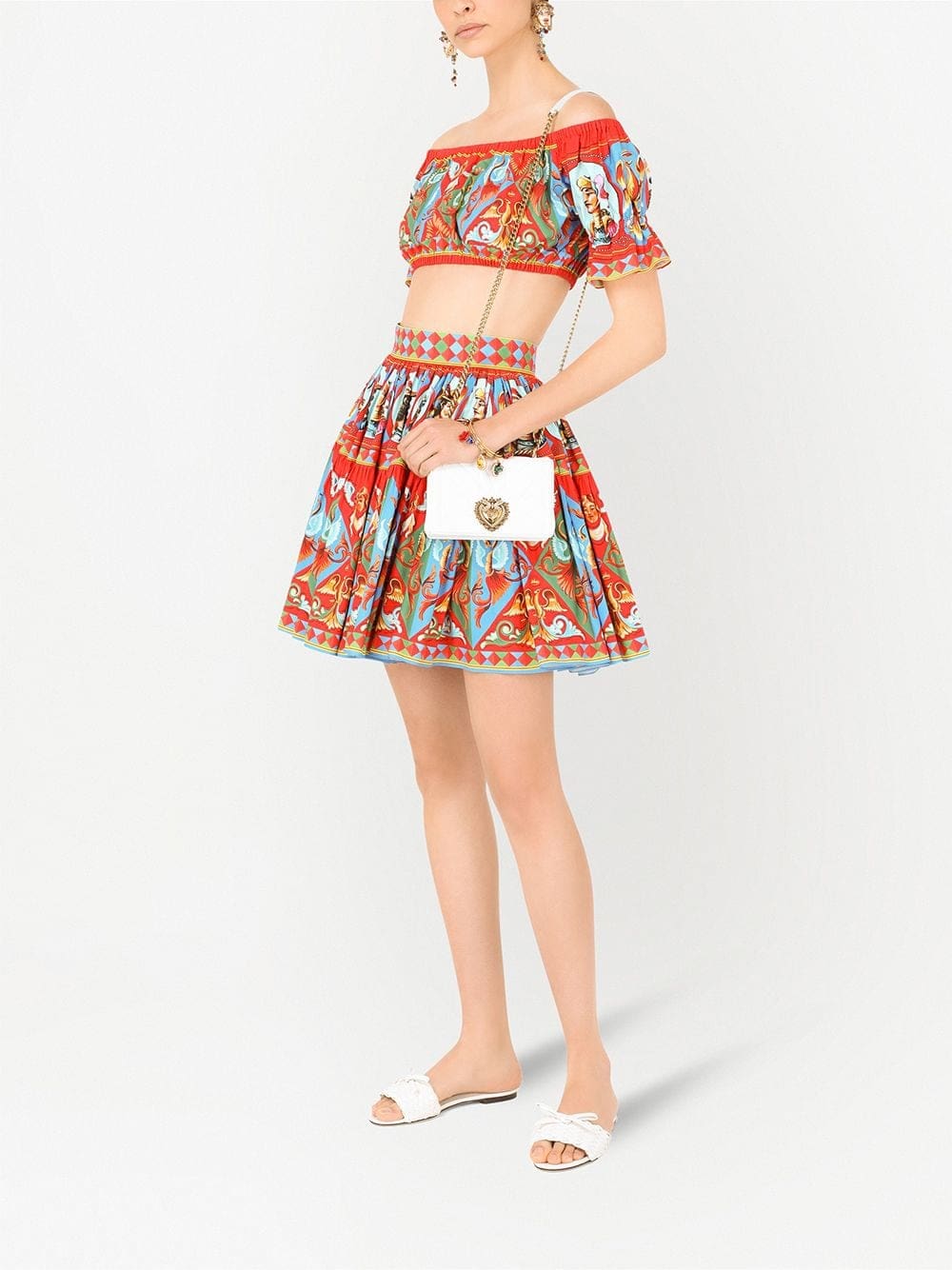 Dolce & Gabbana Carretto-print off-shoulder crop top - Image 2