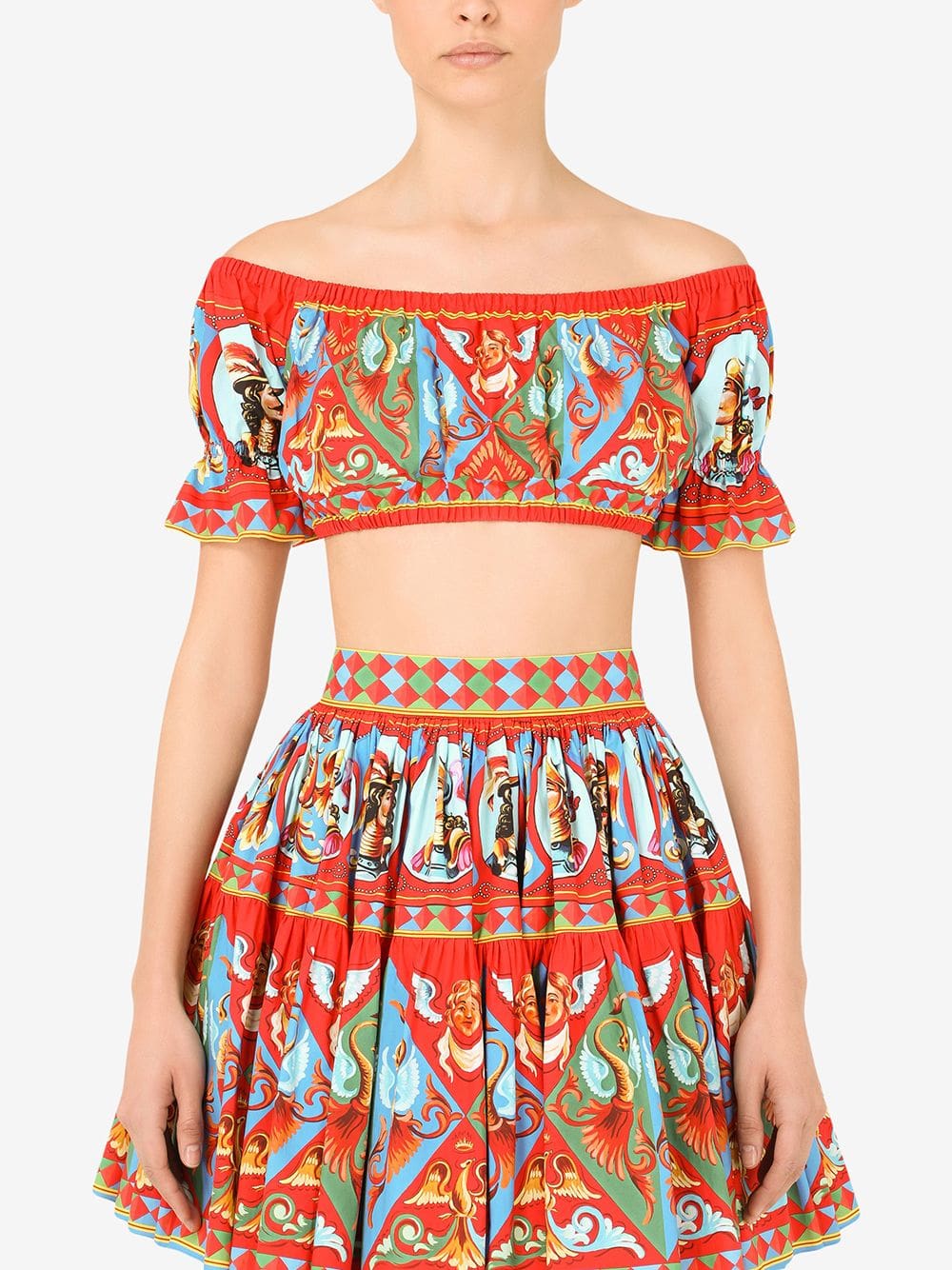 Dolce & Gabbana Carretto-print off-shoulder crop top - Image 3