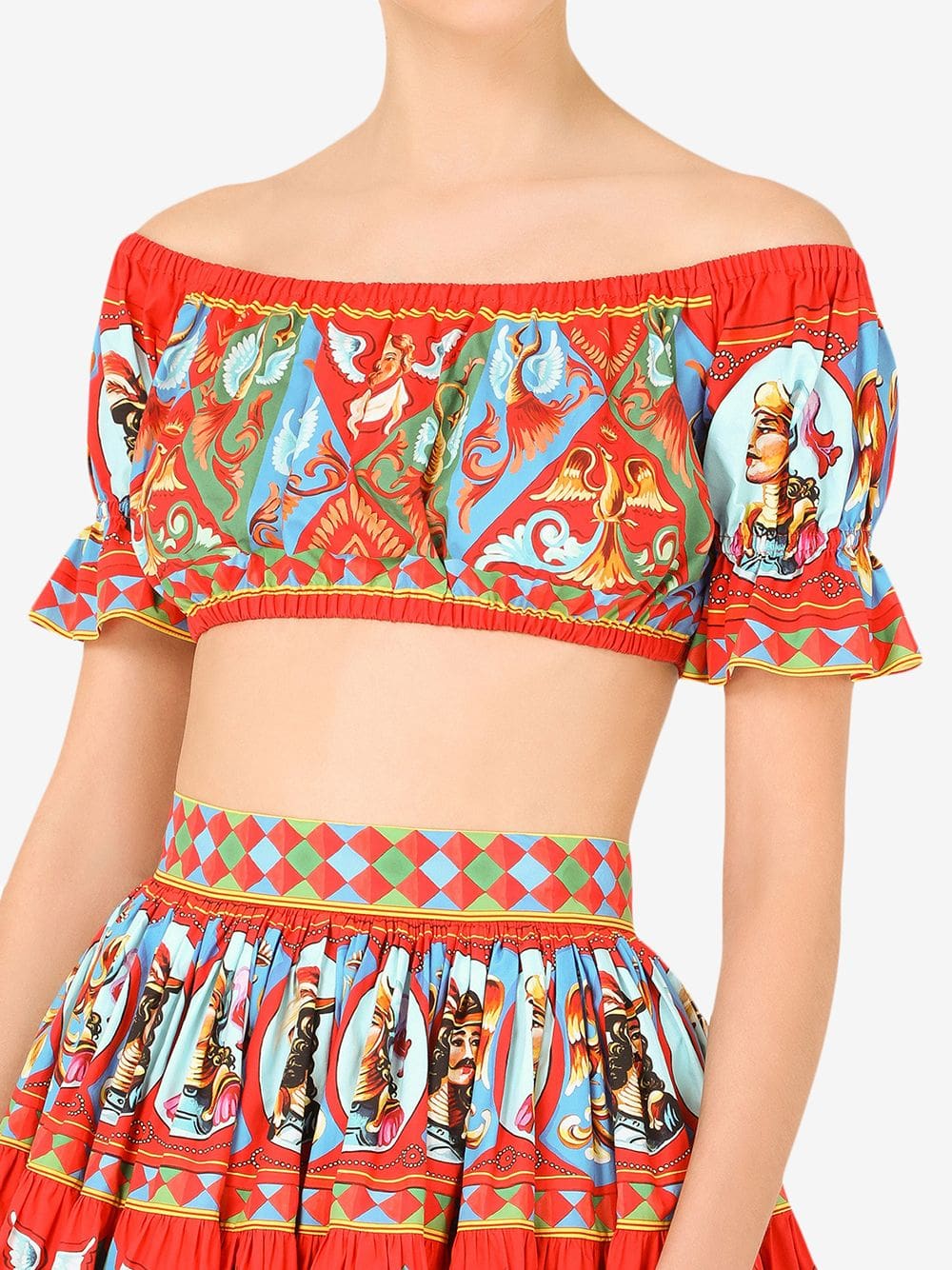 Dolce & Gabbana Carretto-print off-shoulder crop top - Image 5