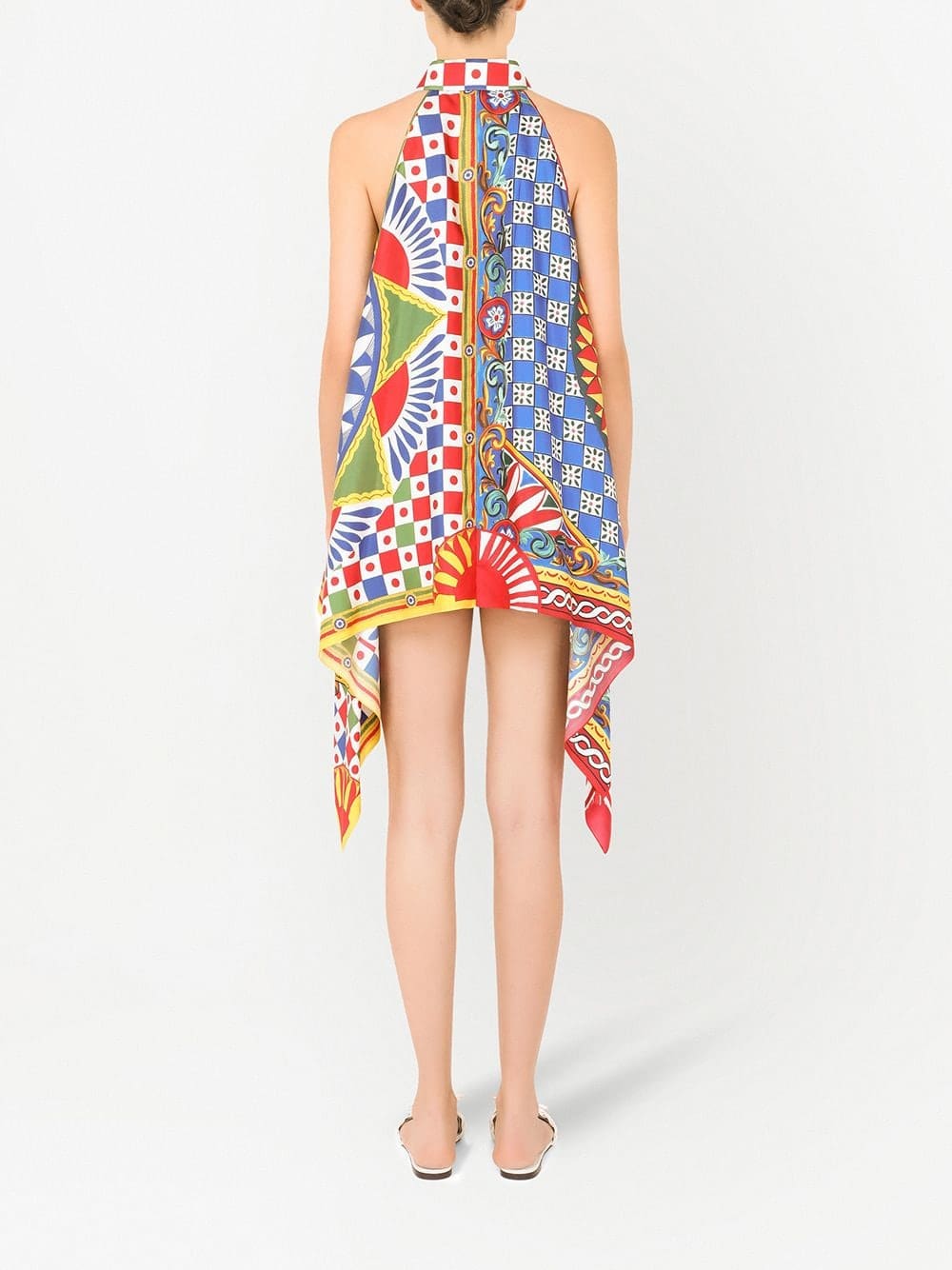 Dolce & Gabbana Carretto-print twill halterneck top - Image 3