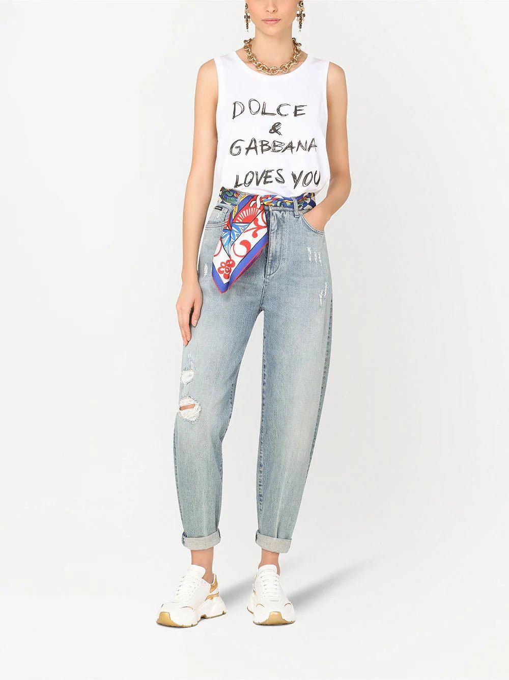 Dolce & Gabbana slogan-print sleeveless top - Image 2