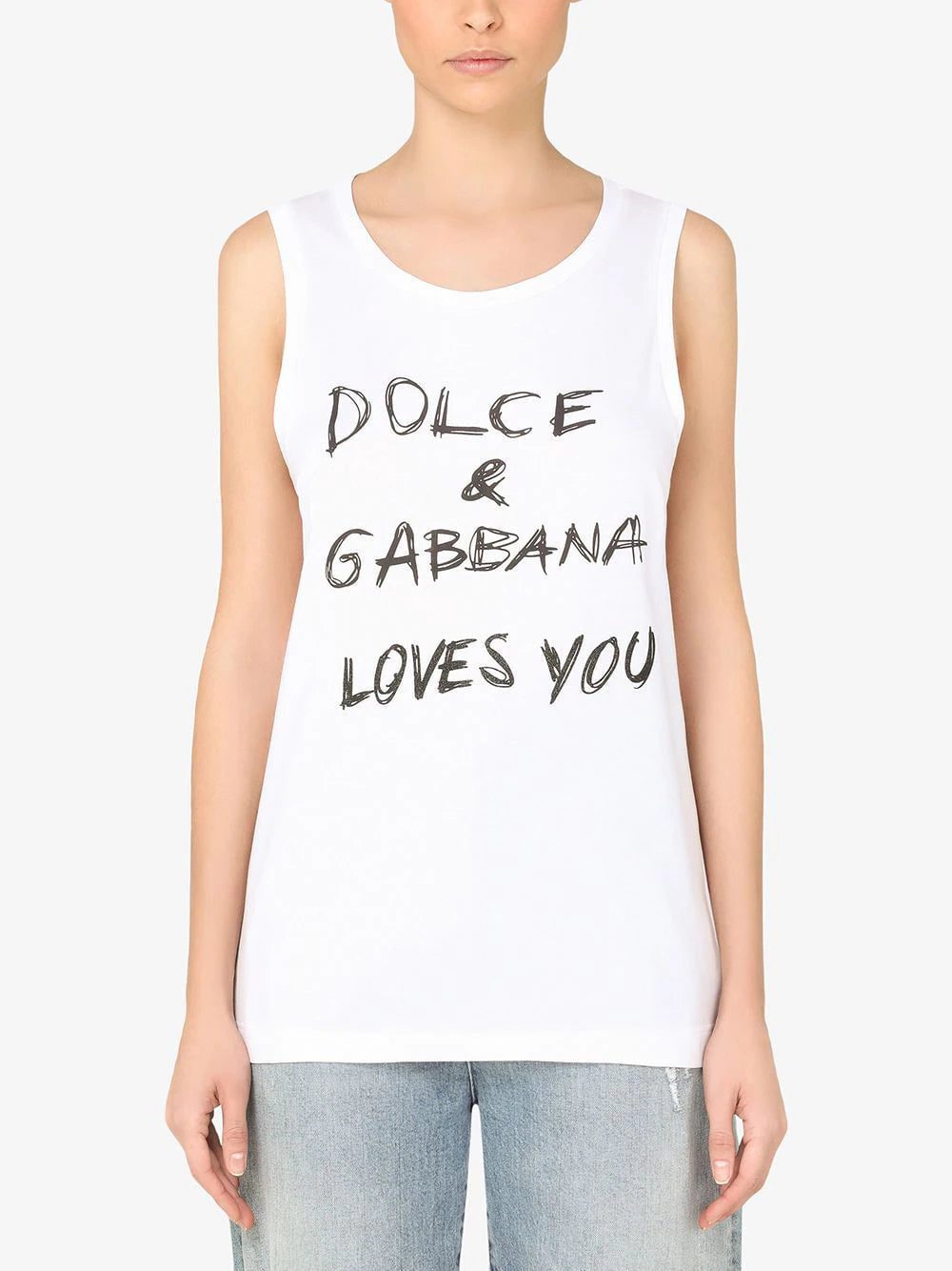 Dolce & Gabbana slogan-print sleeveless top - Image 3