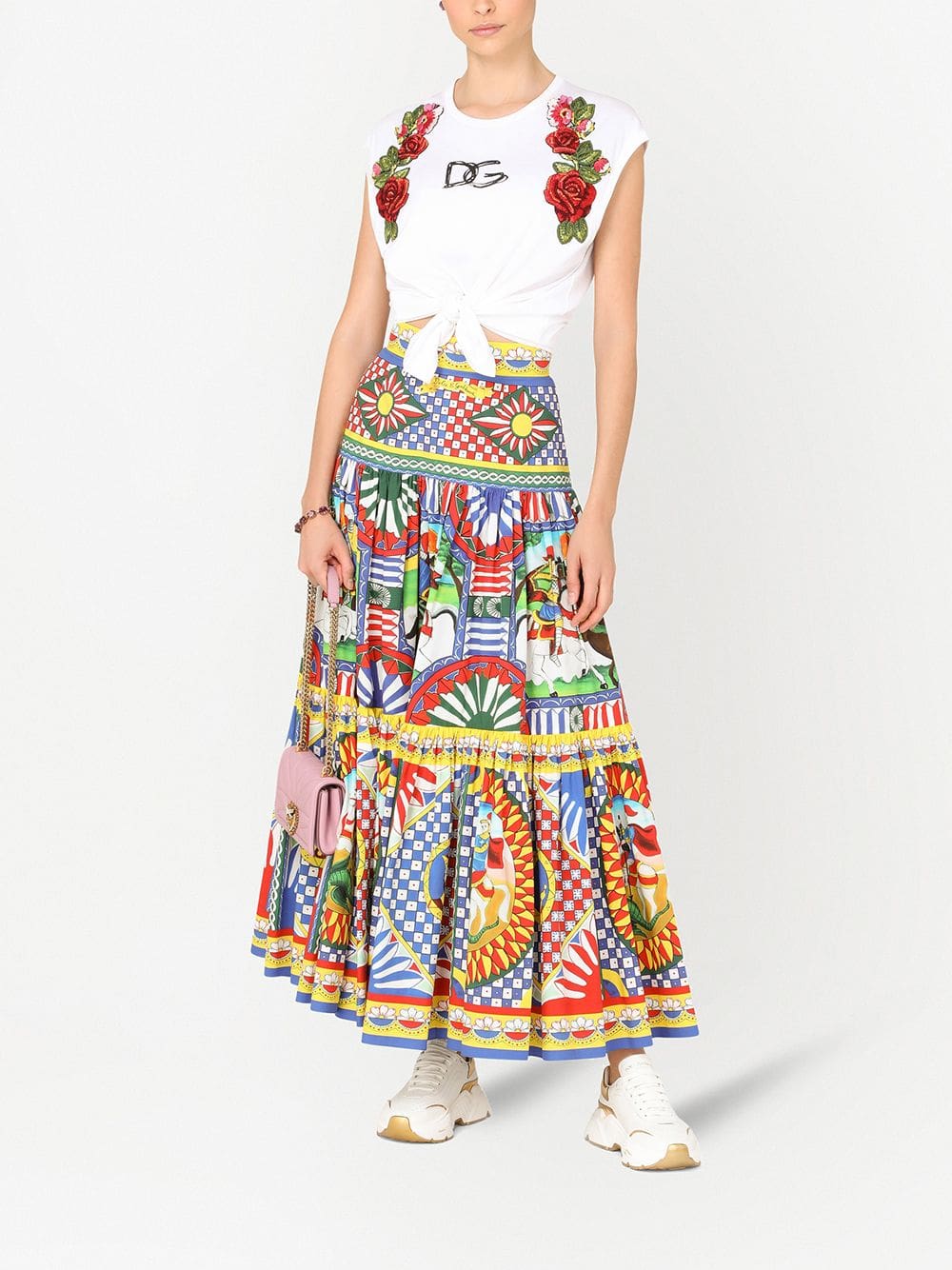 Dolce & Gabbana floral-appliqué logo crop top - Image 2