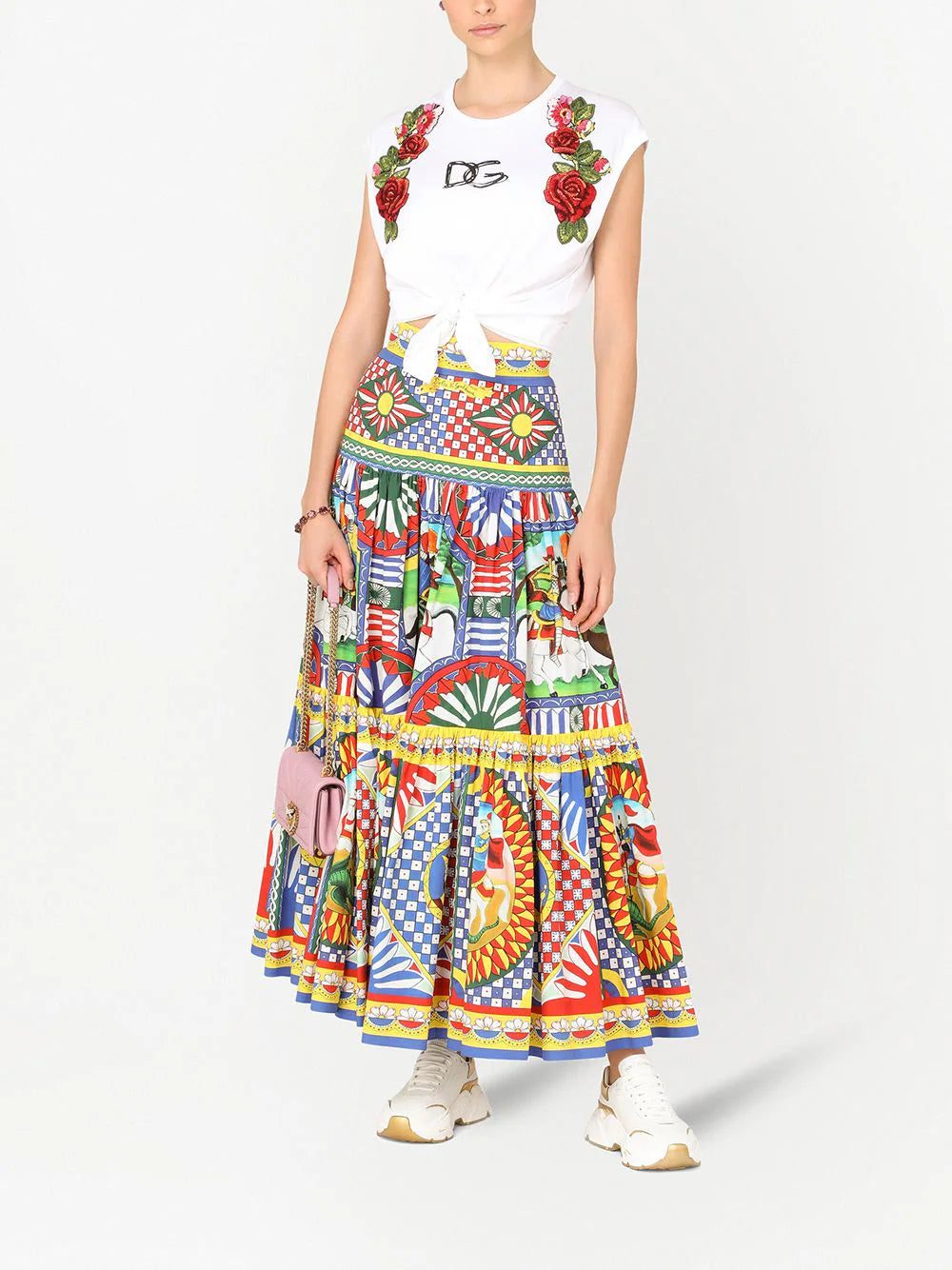 Dolce & Gabbana floral-appliqué logo crop top - Image 2