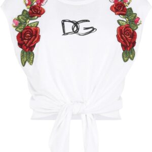 Dolce & Gabbana floral-appliqué logo crop top