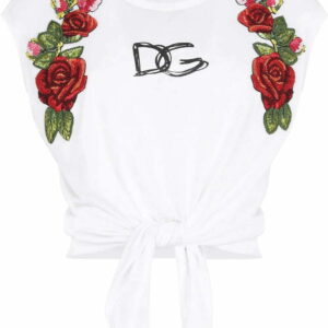 Dolce & Gabbana floral-appliqué logo crop top