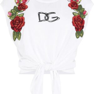 Dolce & Gabbana floral-appliqué logo crop top