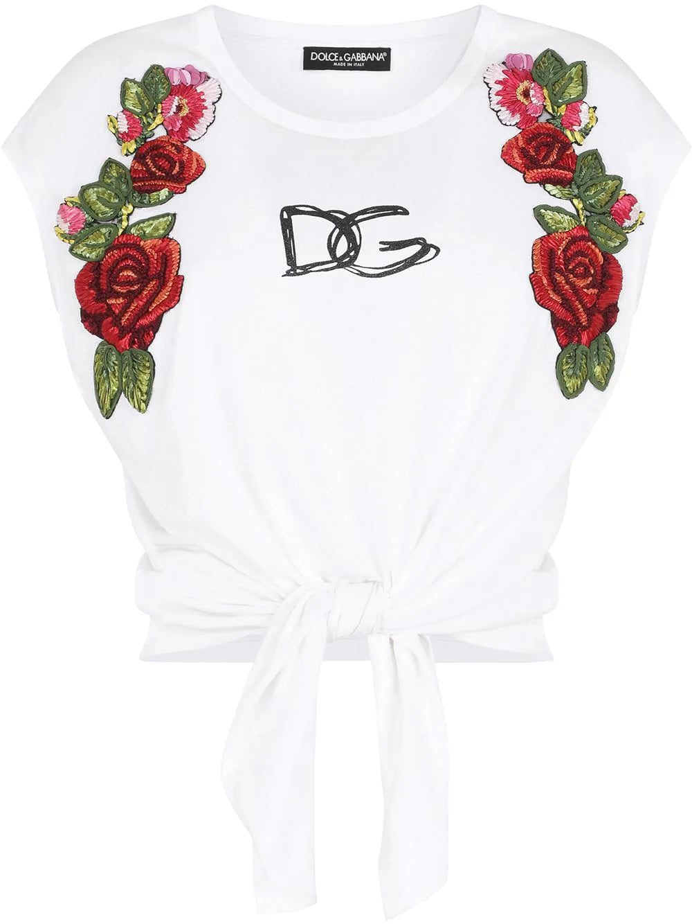 Dolce & Gabbana floral-appliqué logo crop top