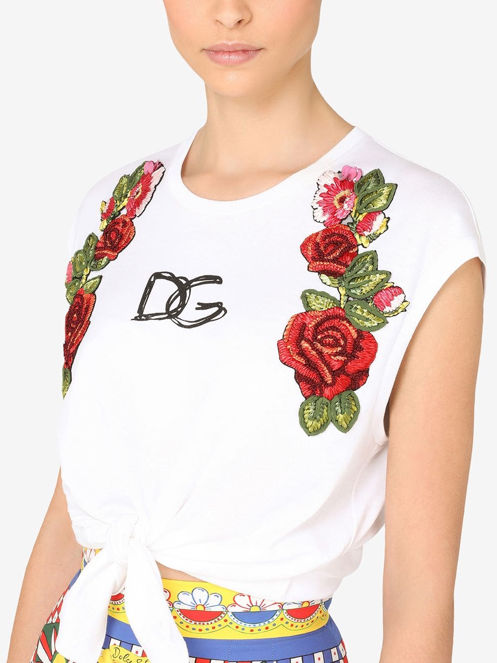 Dolce & Gabbana floral-appliqué logo crop top - Image 5
