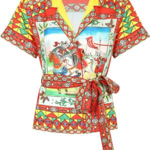 Dolce & Gabbana Carretto-print belted shirt