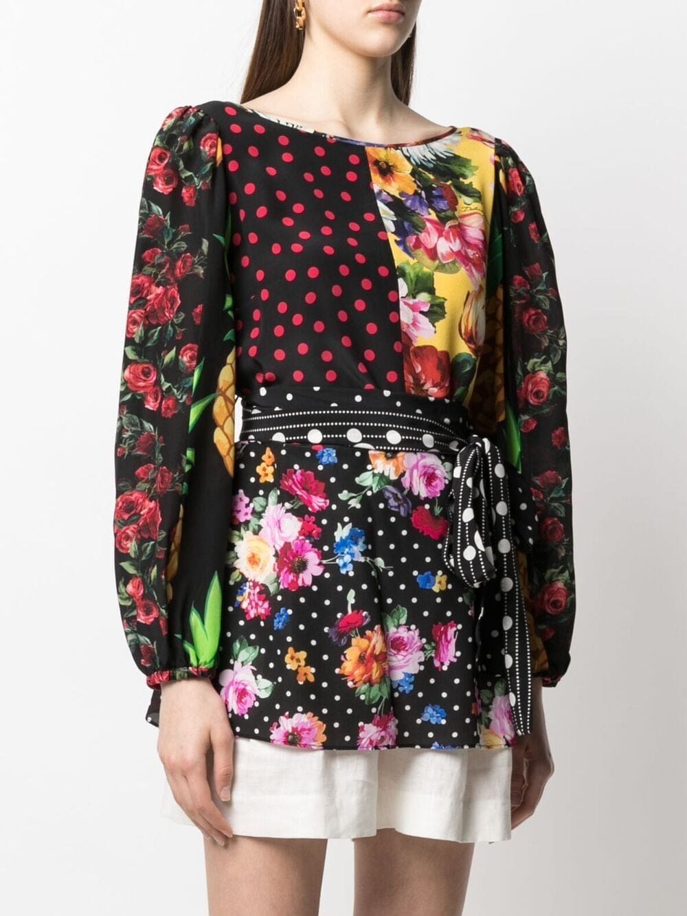 Dolce & Gabbana mix-print belted blouse - Image 3