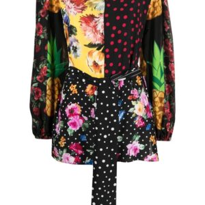 Dolce & Gabbana mix-print belted blouse