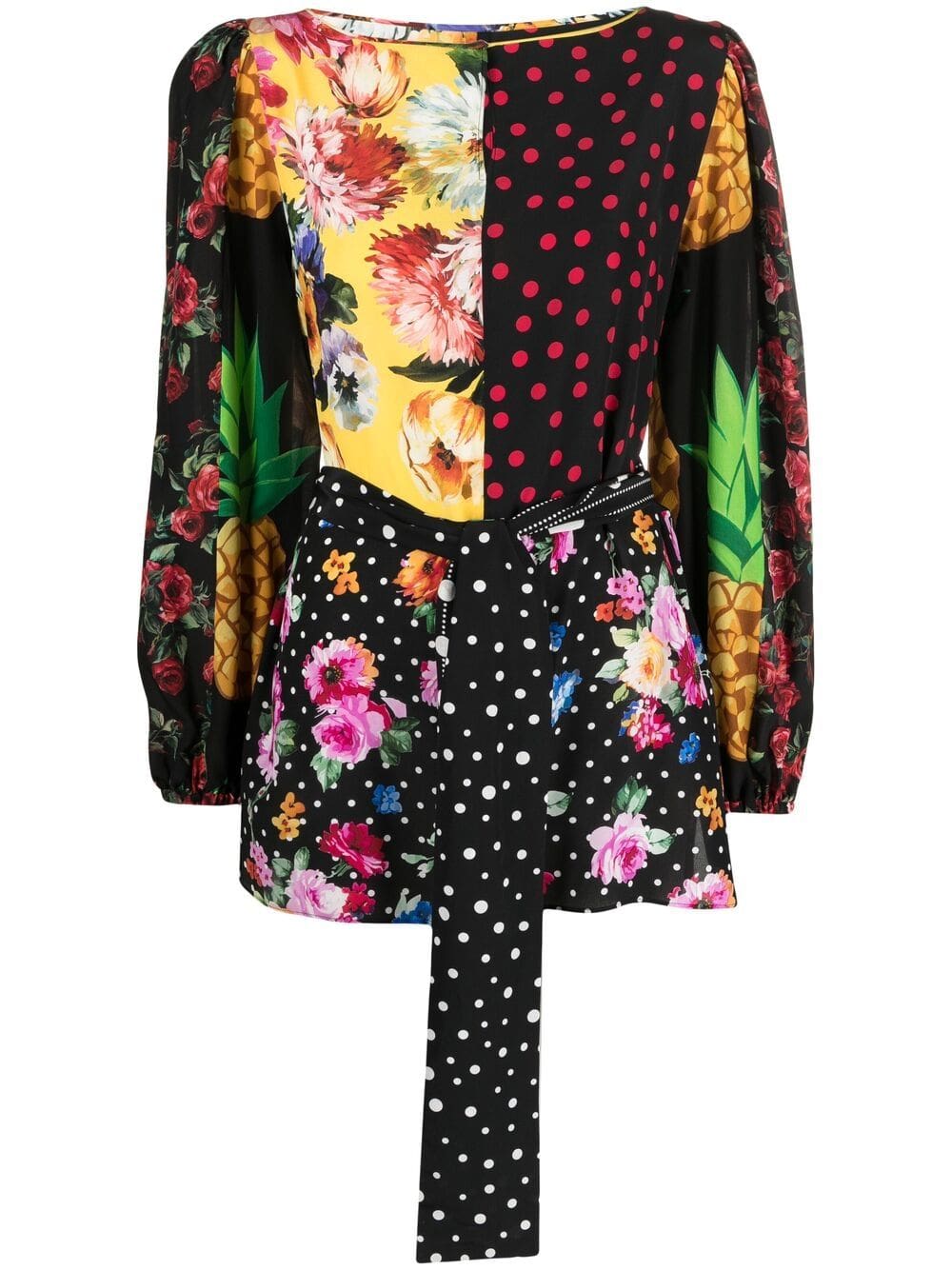 Dolce & Gabbana mix-print belted blouse