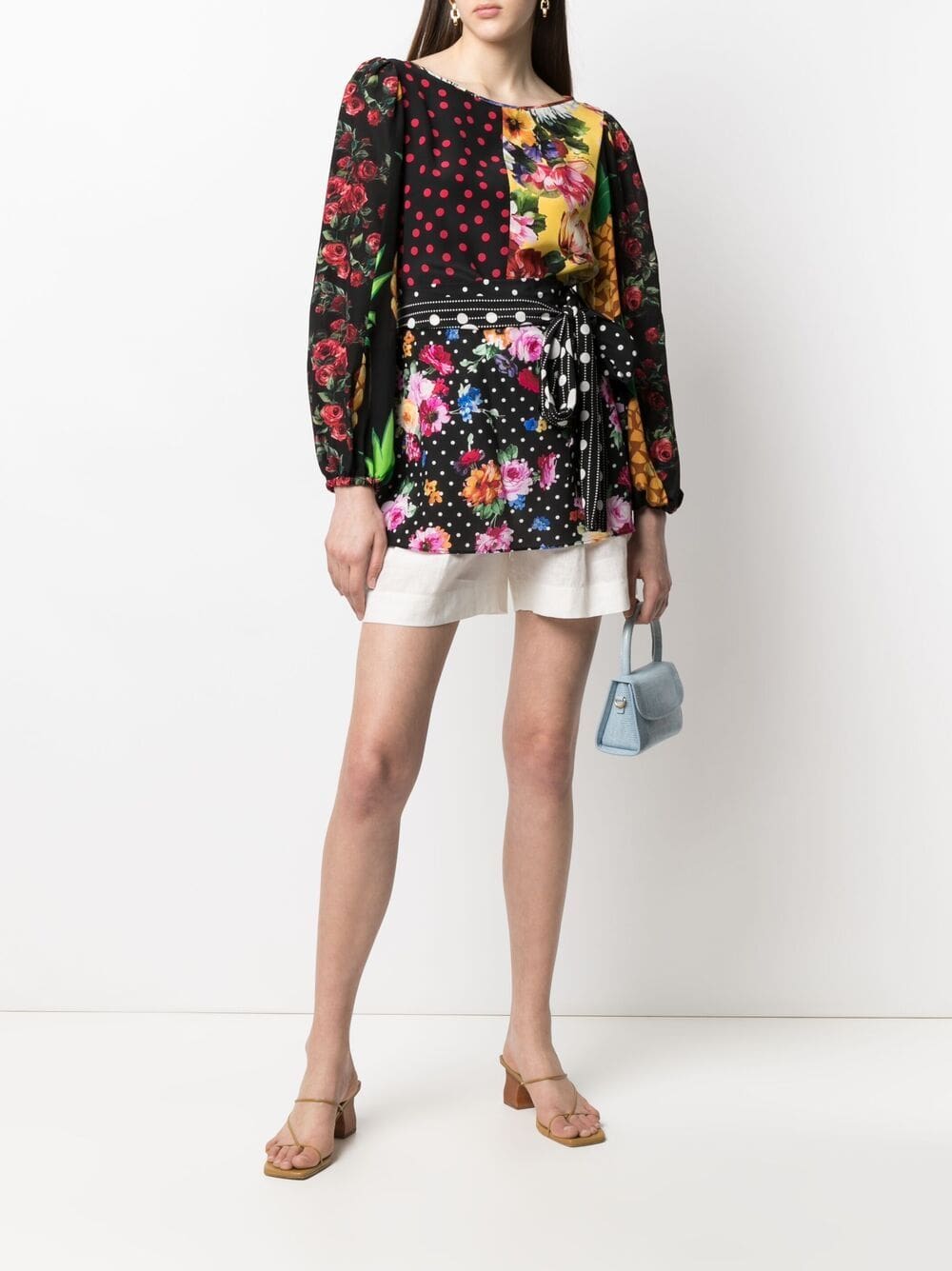 Dolce & Gabbana mix-print belted blouse - Image 2