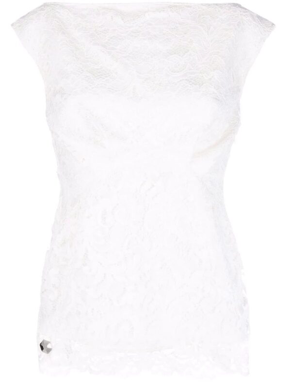 Philipp Plein  scalloped lace blouse