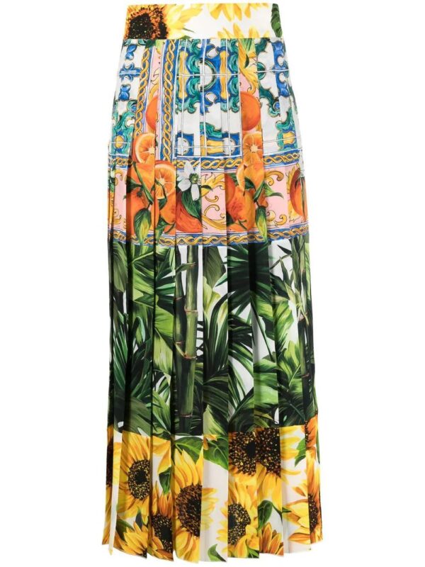 Dolce & Gabbana  mix-print pleated skirt