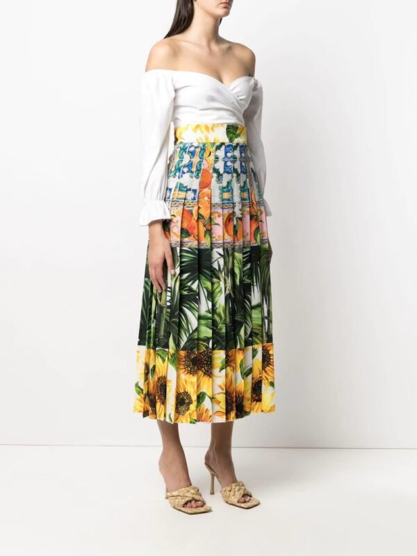 Dolce & Gabbana  mix-print pleated skirt - Image 3