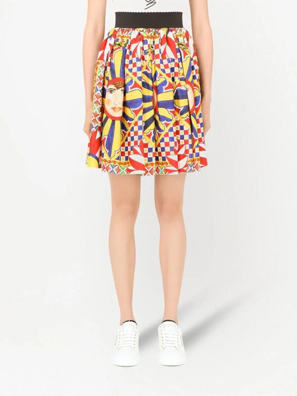 Dolce & Gabbana  graphic-print A-line silk skirt - Image 3