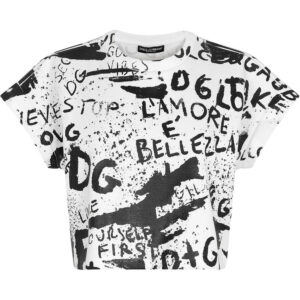 Dolce & Gabbana  stretch-design cropped slogan-print T-shirt